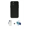 MARSİLYAN™- iPhone 12 Pro Max Kılıf Atlas Minimal Prime - Siyah 3D Antistatik Seramik Nano Ekran Koruyucu + Shine Kamera Lens - LT