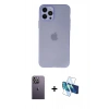 MARSİLYAN™- iPhone 12 Pro Max Kılıf Atlas Minimal Prime - Siyah 3D Antistatik Seramik Nano Ekran Koruyucu + Neon Fosforlu Kamera Lens - BZ