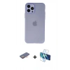 MARSİLYAN™- iPhone 12 Pro Max Kılıf Atlas Minimal Prime - Siyah 3D Antistatik Seramik Nano Ekran Koruyucu + Renkli Kamera Lens Koruma Cam - TU