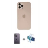 MARSİLYAN™- iPhone 12 Pro Max Kılıf Atlas Minimal Prime - Siyah 3D Antistatik Seramik Nano Ekran Koruyucu + Neon Fosforlu Kamera Lens - BZ