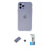 MARSİLYAN™- iPhone 12 Pro Max Kılıf Atlas Minimal Prime - Siyah 5D Eko Cam Ekran Koruyucu + Metal Kamera Lens Koruma Cam - GD
