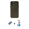 MARSİLYAN™- iPhone 12 Pro Max Kılıf Atlas Minimal Prime - Siyah 5D Eko Cam Ekran Koruyucu + Metal Kamera Lens Koruma Cam - GD