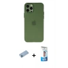 MARSİLYAN™- iPhone 12 Pro Max Kılıf Atlas Minimal Prime - Siyah 5D Eko Cam Ekran Koruyucu + Mavi Shine Kamera Lens Koruma Cam