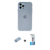 MARSİLYAN™- iPhone 12 Pro Max Kılıf Atlas Minimal Prime - Siyah 5D Eko Cam Ekran Koruyucu + Mavi Shine Kamera Lens Koruma Cam