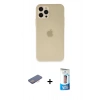 MARSİLYAN™- iPhone 12 Pro Max Kılıf Atlas Minimal Prime - Siyah 5D Eko Cam Ekran Koruyucu + Renkli Kamera Lens Koruma Cam - PE