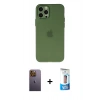 MARSİLYAN™- iPhone 12 Pro Max Kılıf Atlas Minimal Prime - Siyah 5D Eko Cam Ekran Koruyucu + Neon Fosforlu Kamera Lens - SI