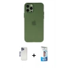 MARSİLYAN™- iPhone 12 Pro Max Kılıf Atlas Minimal Prime - Siyah 5D Eko Cam Ekran Koruyucu + Shine Kamera Lens - LT