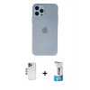 MARSİLYAN™- iPhone 12 Pro Max Kılıf Atlas Minimal Prime - Siyah 5D Eko Cam Ekran Koruyucu + Shine Kamera Lens - LT