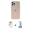 MARSİLYAN™- iPhone 12 Pro Max Kılıf Atlas Minimal Prime - Siyah 5D Eko Cam Ekran Koruyucu + Shine Kamera Lens - GD