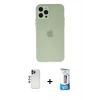 MARSİLYAN™- iPhone 12 Pro Max Kılıf Atlas Minimal Prime - Siyah 5D Eko Cam Ekran Koruyucu + Shine Kamera Lens - LT