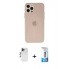 MARSİLYAN™- iPhone 12 Pro Max Kılıf Atlas Minimal Prime - Siyah 5D Eko Cam Ekran Koruyucu + Shine Kamera Lens - LT