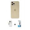 MARSİLYAN™- iPhone 12 Pro Max Kılıf Atlas Minimal Prime - Siyah 5D Eko Cam Ekran Koruyucu + Shine Kamera Lens - GD