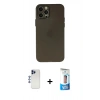 MARSİLYAN™- iPhone 12 Pro Max Kılıf Atlas Minimal Prime - Siyah 5D Eko Cam Ekran Koruyucu + Shine Kamera Lens - LT