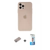 MARSİLYAN™- iPhone 12 Pro Max Kılıf Atlas Minimal Prime - Siyah 5D Eko Cam Ekran Koruyucu + Sierra Blue Shine Kamera Lens Koruma Cam
