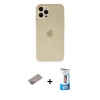 MARSİLYAN™- iPhone 12 Pro Max Kılıf Atlas Minimal Prime - Siyah 5D Eko Cam Ekran Koruyucu + Sierra Blue Shine Kamera Lens Koruma Cam