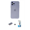 MARSİLYAN™- iPhone 12 Pro Max Kılıf Atlas Minimal Prime - Siyah 5D Eko Cam Ekran Koruyucu + Renkli Kamera Lens Koruma Cam - TU
