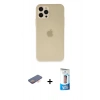 MARSİLYAN™- iPhone 12 Pro Max Kılıf Atlas Minimal Prime - Siyah 5D Eko Cam Ekran Koruyucu + Renkli Kamera Lens Koruma Cam - TU
