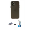 MARSİLYAN™- iPhone 12 Pro Max Kılıf Atlas Minimal Prime - Siyah 5D Eko Cam Ekran Koruyucu + Renkli Kamera Lens Koruma Cam - TU