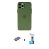 MARSİLYAN™- iPhone 12 Pro Max Kılıf Atlas Minimal Prime - Siyah 5D Eko Cam Ekran Koruyucu + Renkli Kamera Lens Koruma Cam - TU