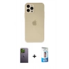 MARSİLYAN™- iPhone 12 Pro Max Kılıf Atlas Minimal Prime - Siyah 5D Eko Cam Ekran Koruyucu + Neon Fosforlu Kamera Lens - YL