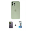 MARSİLYAN™- iPhone 12 Pro Max Kılıf Atlas Minimal Prime - Siyah 5D Eko Cam Ekran Koruyucu + Neon Fosforlu Kamera Lens - YL