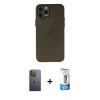 MARSİLYAN™- iPhone 12 Pro Max Kılıf Atlas Minimal Prime - Siyah 5D Eko Cam Ekran Koruyucu + Neon Fosforlu Kamera Lens - YL
