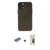 MARSİLYAN™- iPhone 12 Pro Max Kılıf Atlas Minimal Prime - Siyah 6D Mat Seramik Hayalet Nano Ekran Koruyucu + Mavi Renkli Kamera Lens Koruma Cam
