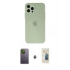 MARSİLYAN™- iPhone 12 Pro Max Kılıf Atlas Minimal Prime - Siyah 6D Mat Seramik Hayalet Nano Ekran Koruyucu + Neon Fosforlu Kamera Lens - YL