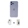 MARSİLYAN™- iPhone 12 Pro Max Kılıf Atlas Minimal Prime - Siyah 6D Mat Seramik Hayalet Nano Ekran Koruyucu + Shine Kamera Lens - LT