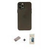 MARSİLYAN™- iPhone 12 Pro Max Kılıf Atlas Minimal Prime - Siyah 6D Mat Seramik Hayalet Nano Ekran Koruyucu + Sierra Blue Shine Kamera Lens Koruma Cam