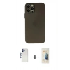 MARSİLYAN™- iPhone 12 Pro Max Kılıf Atlas Minimal Prime - Siyah 6D Mat Seramik Hayalet Nano Ekran Koruyucu + Shine Kamera Lens - LT