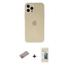 MARSİLYAN™- iPhone 12 Pro Max Kılıf Atlas Minimal Prime - Siyah 6D Mat Seramik Hayalet Nano Ekran Koruyucu + Sierra Blue Shine Kamera Lens Koruma Cam