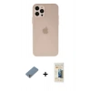 MARSİLYAN™- iPhone 12 Pro Max Kılıf Atlas Minimal Prime - Siyah 6D Mat Seramik Hayalet Nano Ekran Koruyucu + Gümüş Metal Kamera Lens Koruma Cam