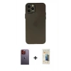 MARSİLYAN™- iPhone 12 Pro Max Kılıf Atlas Minimal Prime - Siyah 6D Mat Seramik Hayalet Nano Ekran Koruyucu + Neon Fosforlu Kamera Lens - TU