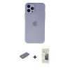 MARSİLYAN™- iPhone 12 Pro Max Kılıf Atlas Minimal Prime - Siyah 6D Mat Seramik Hayalet Nano Ekran Koruyucu + Renkli Kamera Lens Koruma Cam - PE