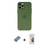 MARSİLYAN™- iPhone 12 Pro Max Kılıf Atlas Minimal Prime - Siyah 6D Mat Seramik Hayalet Nano Ekran Koruyucu + Gümüş Metal Kamera Lens Koruma Cam
