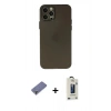MARSİLYAN™- iPhone 12 Pro Max Kılıf Atlas Minimal Prime - Siyah Bilvis Hayalet Cam Ekran Koruyucu + Metal Kamera Lens Koruma Cam - GD