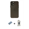 MARSİLYAN™- iPhone 12 Pro Max Kılıf Atlas Minimal Prime - Siyah Bilvis Hayalet Cam Ekran Koruyucu + Shine Kamera Lens Koruma Cam - GS