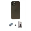 MARSİLYAN™- iPhone 12 Pro Max Kılıf Atlas Minimal Prime - Siyah Bilvis Hayalet Cam Ekran Koruyucu + Metal Kamera Lens Koruma Cam - KI