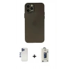 MARSİLYAN™- iPhone 12 Pro Max Kılıf Atlas Minimal Prime - Siyah Bilvis Hayalet Cam Ekran Koruyucu + Shine Kamera Lens - LT