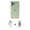 MARSİLYAN™- iPhone 12 Pro Max Kılıf Atlas Minimal Prime - Siyah Bilvis Hayalet Cam Ekran Koruyucu + Shine Kamera Lens - LT