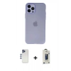 MARSİLYAN™- iPhone 12 Pro Max Kılıf Atlas Minimal Prime - Siyah Bilvis Hayalet Cam Ekran Koruyucu + Shine Kamera Lens - LT