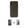 MARSİLYAN™- iPhone 12 Pro Max Kılıf Atlas Minimal Prime - Siyah Bilvis Hayalet Cam Ekran Koruyucu + Neon Fosforlu Kamera Lens - MI