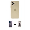 MARSİLYAN™- iPhone 12 Pro Max Kılıf Atlas Minimal Prime - Siyah Bilvis Hayalet Cam Ekran Koruyucu + Neon Fosforlu Kamera Lens - MI