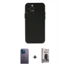 MARSİLYAN™- iPhone 12 Pro Max Kılıf Atlas Minimal Prime - Siyah Bilvis Hayalet Cam Ekran Koruyucu + Neon Fosforlu Kamera Lens - MI