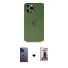 MARSİLYAN™- iPhone 12 Pro Max Kılıf Atlas Minimal Prime - Siyah Bilvis Hayalet Cam Ekran Koruyucu + Neon Fosforlu Kamera Lens - MI
