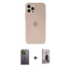 MARSİLYAN™- iPhone 12 Pro Max Kılıf Atlas Minimal Prime - Siyah Bilvis Hayalet Cam Ekran Koruyucu + Neon Fosforlu Kamera Lens - YL