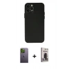 MARSİLYAN™- iPhone 12 Pro Max Kılıf Atlas Minimal Prime - Siyah Bilvis Hayalet Cam Ekran Koruyucu + Neon Fosforlu Kamera Lens - YL