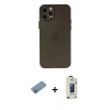 MARSİLYAN™- iPhone 12 Pro Max Kılıf Atlas Minimal Prime - Siyah Bilvis Hayalet Cam Ekran Koruyucu + Shine Kamera Lens Koruma Cam - PE
