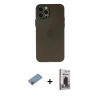 MARSİLYAN™- iPhone 12 Pro Max Kılıf Atlas Minimal Prime - Siyah Bilvis Hayalet Cam Ekran Koruyucu + Shine Kamera Lens Koruma Cam - PE